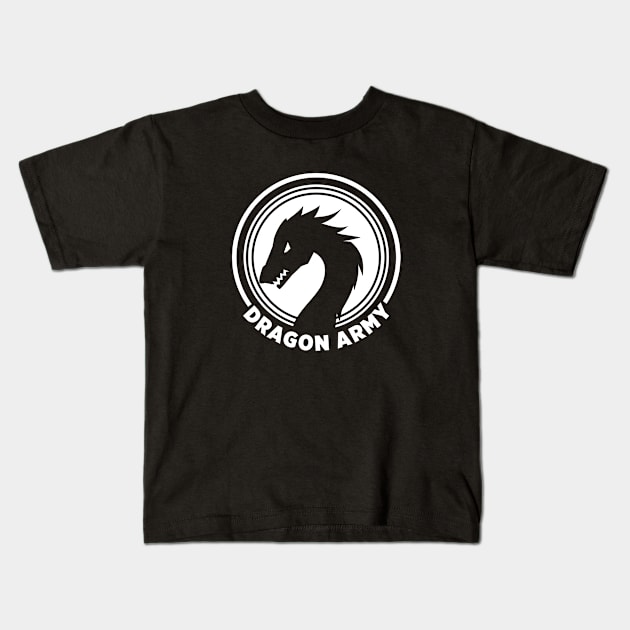 Dragon Army White Logo Kids T-Shirt by gocomedyimprov